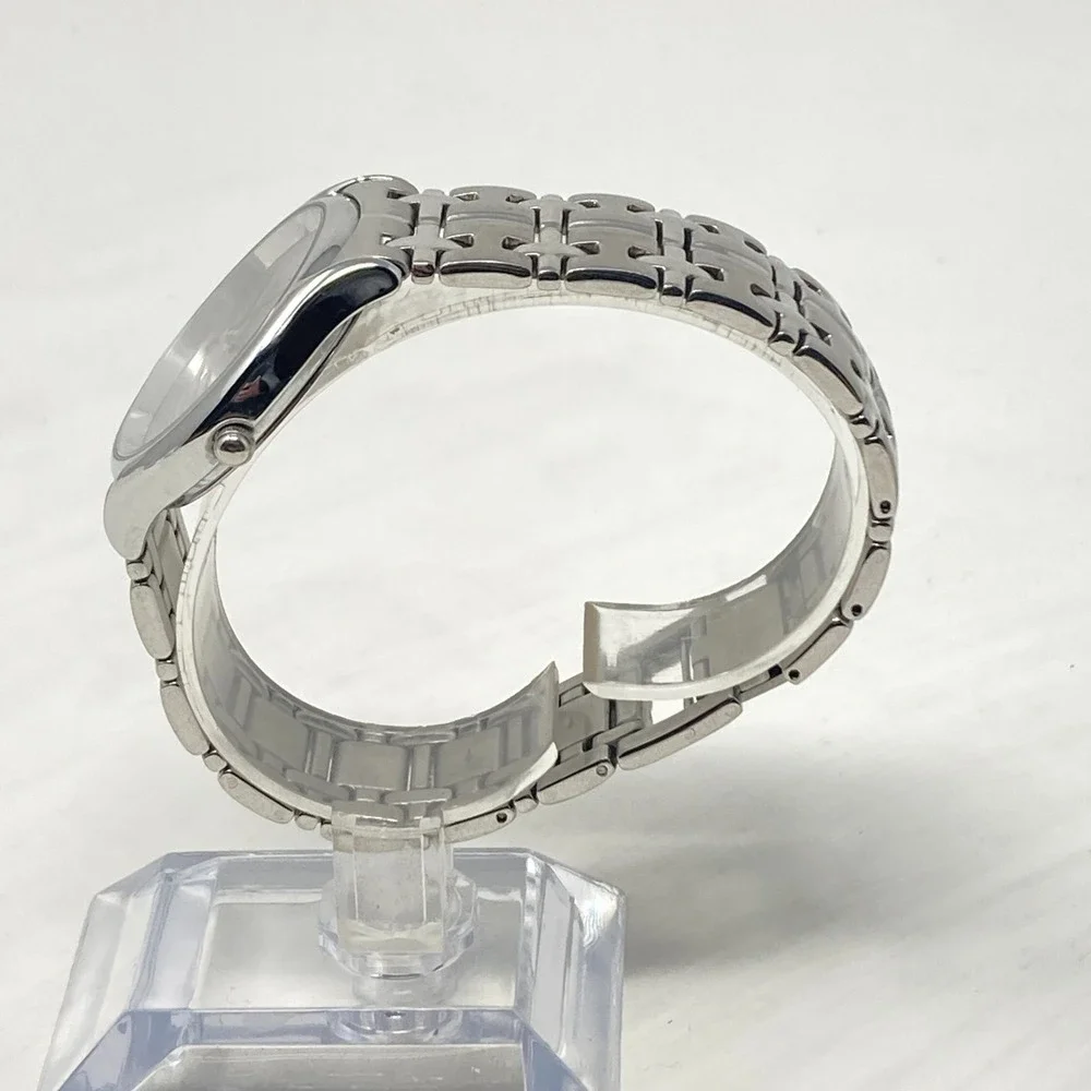 Vintage Montreux Watch Men Silver Tone 34mm Brushed Minimal New Battery 7.25